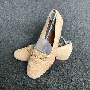 Ros Hommerson Taylor Nude Lizard Print Leather Loafers Womens Shoes Size 8.5 WW